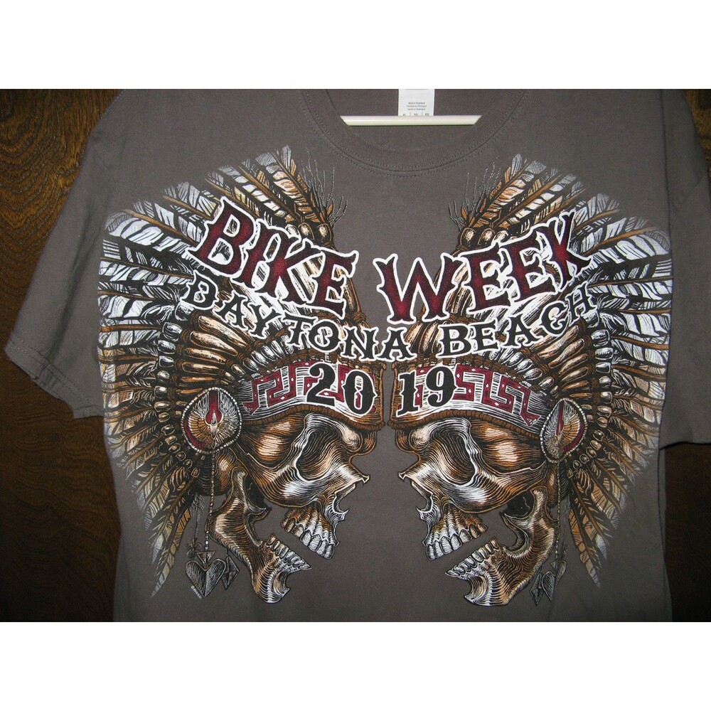 Mens 2019 Bike Week Daytona Beach Gray T-Shirt Amazing Indian Graphics Size XL - Picture 2 of 4